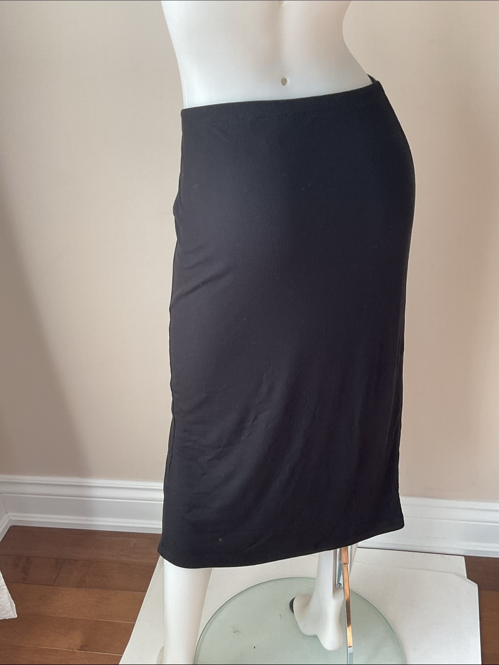 Truth Black Ribbed Button Midi Skirt - Picture 4 of 7